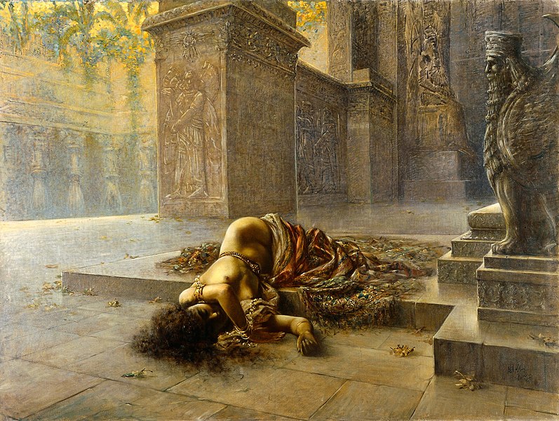 Semiramis stirbt am Grab von Nino Gemälde von Augusto Valli (1867 - 1945)