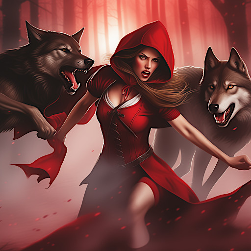 Rotkäppchen wird von Wölfen angegriffen